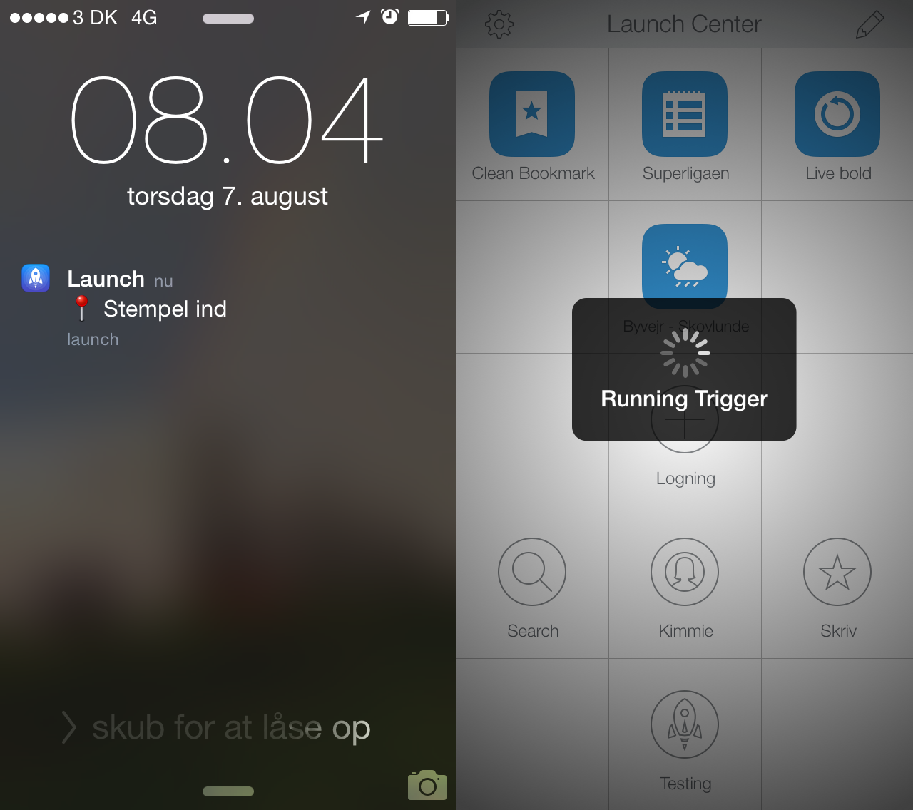 Screenshot af arbejdsgang